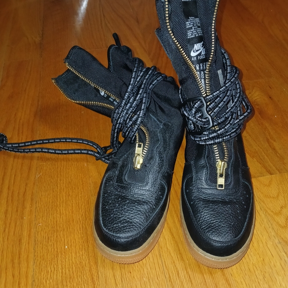 Nike Black and Gold Air Force Sneakers - Picture 2 of 6